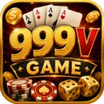 999V Game app icon with golden 999V logo, playing cards, poker chips, dice, and casino-style design